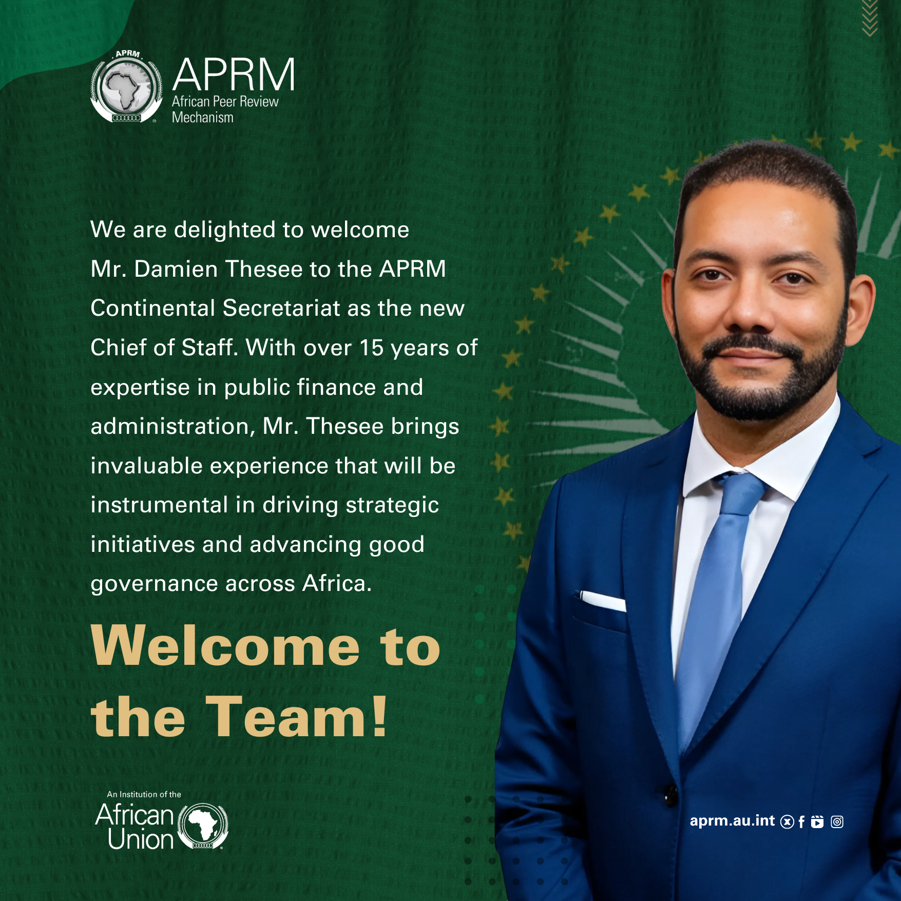 APRM Welcomes Damien Thesee as Chief Of Staff 