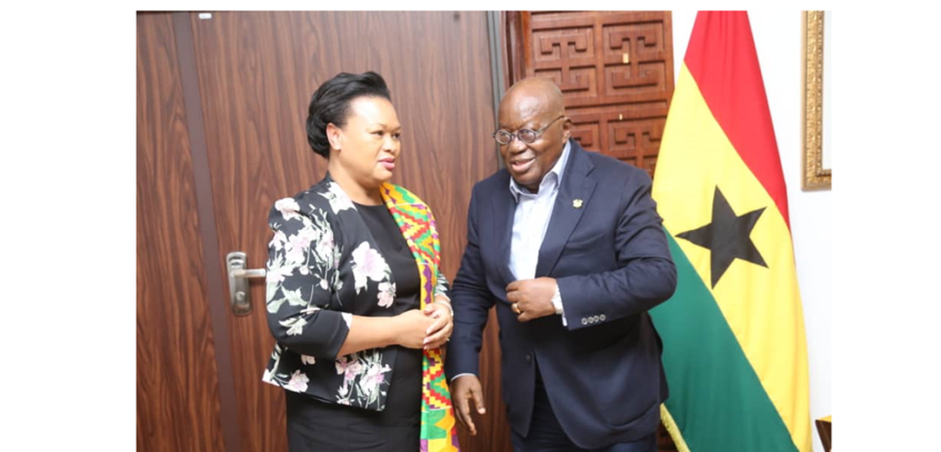 APRM CEO, Ambassador Marie-Antoinette Rose Quatre, Pays a Courtesy Visit to H.E. Nana Akufo-Addo.png